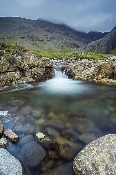 Waterfall at Fairy Pools, Isle of Skye, Inner Hebrides, Scotland, United Kingdom, Europe