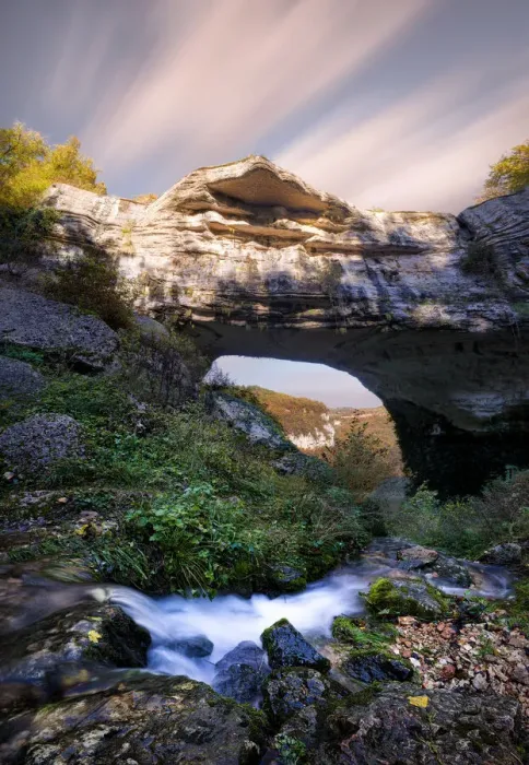 Framed Print : Waterfall flowing below Veja bridge, a huge natural arch in Lessinia, Veneto, Italy Framed Print : Waterfall flowing below Veja bridge, a huge natural arch in Lessinia, Veneto, Italy