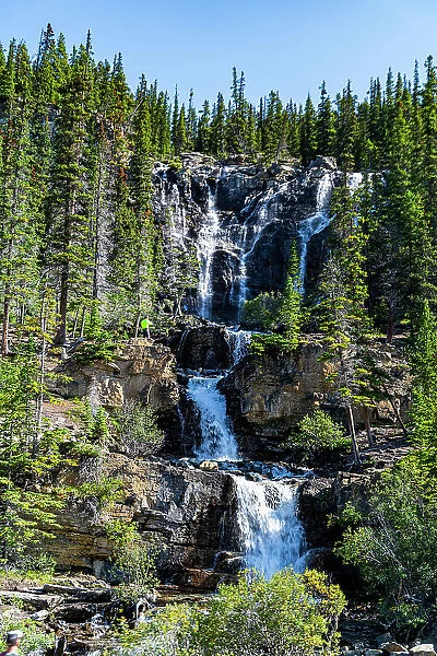 Waterfall along the Glacier Parkway, Alberta, Canada, North America
