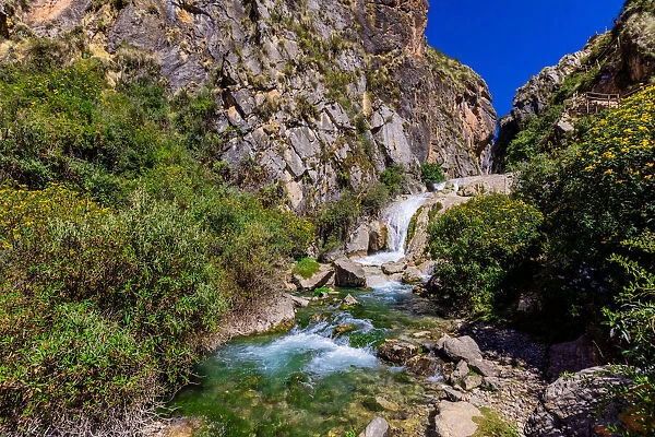 Waterfall along the Inti Punku Trek, Ollantaytambo, Peru, South America