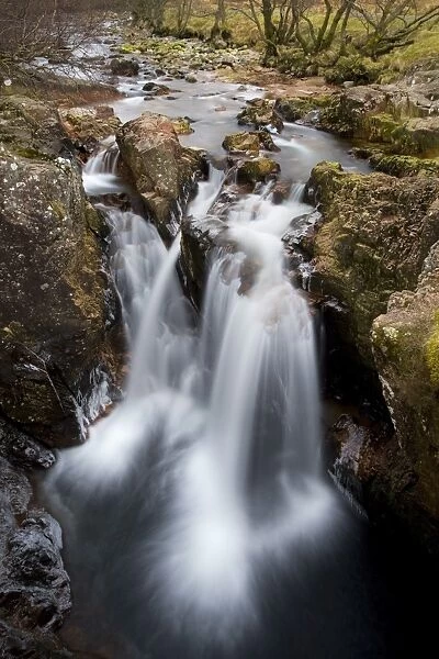 Waterfall at Lower Falls, Glen Nevis, near Fort William, Highland, Scotland