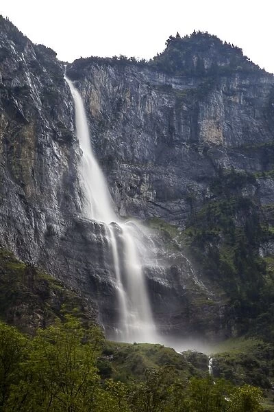 Waterfall in the Natural Park of Lauterbrunnen, Grindelwald, Bernese Oberland, Canton of Bern