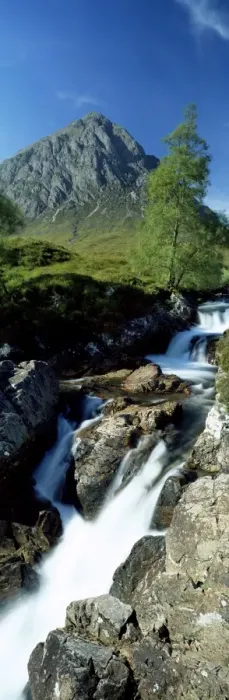 Framed Print : Waterfall on the River Coupall with Buachaille Etive Framed Print : Waterfall on the River Coupall with Buachaille Etive