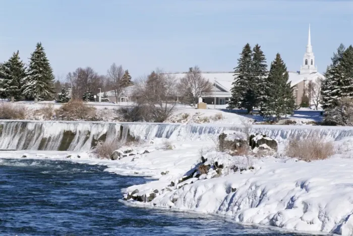 Framed Print : Waterfall on Snake River in January Framed Print : Waterfall on Snake River in January