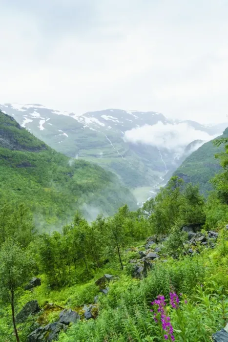 Framed Print : Waterfalls and mountain valleys viewed from Vatnahalsen, reached by the Flam Railway Framed Print : Waterfalls and mountain valleys viewed from Vatnahalsen, reached by the Flam Railway