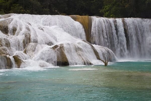 Waterfalls, Rio Tulija, Aqua Azul National Park, near Palenque, Chiapas, Mexico, North America