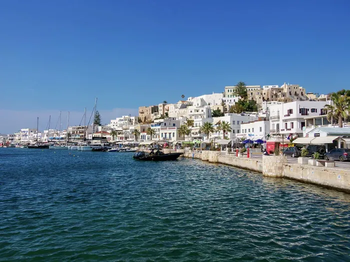 Framed Print : Waterfront of Chora, Naxos City, Naxos Island, Cyclades, Greek Islands, Greece, Europe