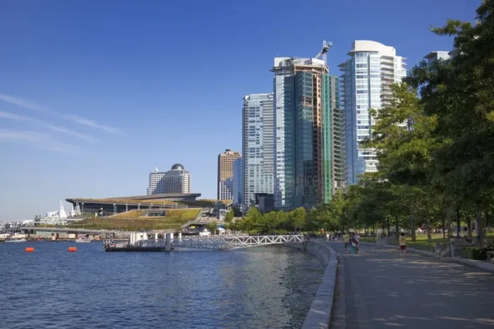 Framed Print : Waterfront at Coal Harbour with the Convention Centre and Canada Place in the distance Framed Print : Waterfront at Coal Harbour with the Convention Centre and Canada Place in the distance