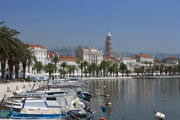 Waterfront, harbour and cathedral, Split, Croatia, Europe