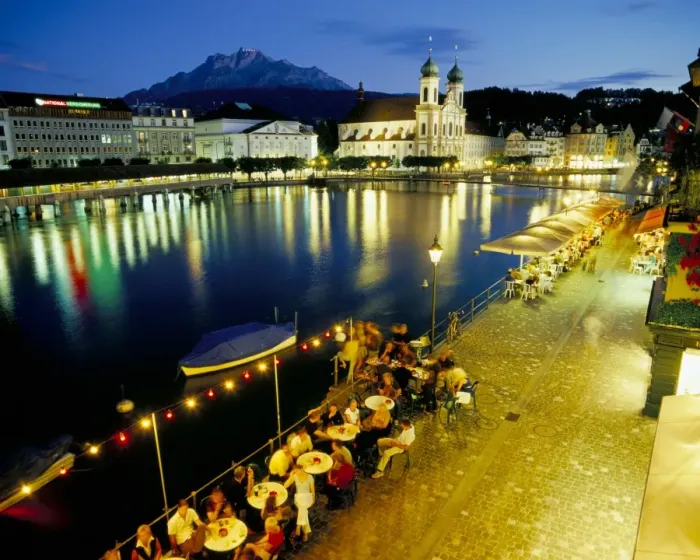 Framed Print : Waterfront pavement cafes Framed Print : Waterfront pavement cafes