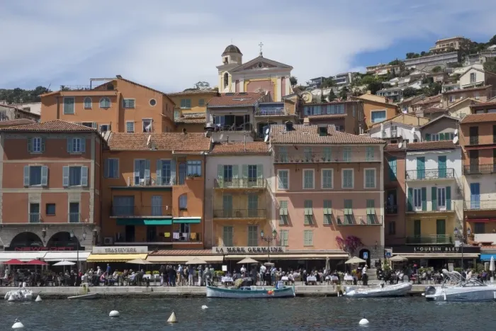 Framed Print : Waterfront Villefranche, Alpes Maritime, Cote d Azur, Mediterranean, Europe Framed Print : Waterfront Villefranche, Alpes Maritime, Cote d Azur, Mediterranean, Europe