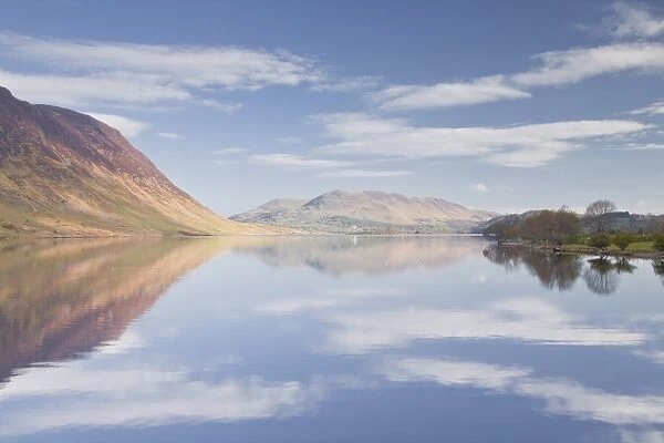 The still waters of Crummock Water in the Lake District National Park, Cumbria, England, United Kingdom, Europe