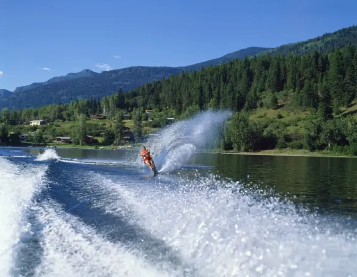 Framed Print : Waterskiing on Adams Lake, British Columbia, Canada, North America Framed Print : Waterskiing on Adams Lake, British Columbia, Canada, North America