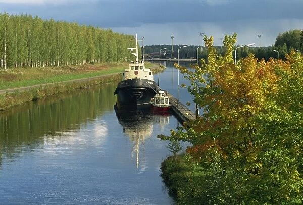 Waterway of the Saimaa Canal, Mustulo, near Lappeenranta, Finland, Scandinavia, Europe