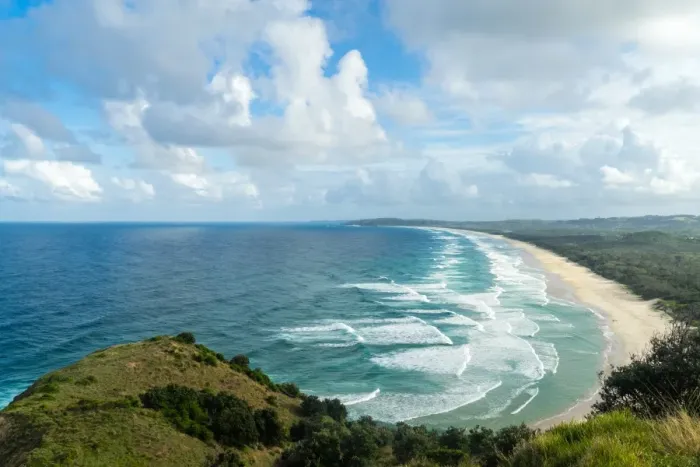 Framed Print : Waves as far as the eye can see along the coast of Byron Bay, New South Wales, Australia