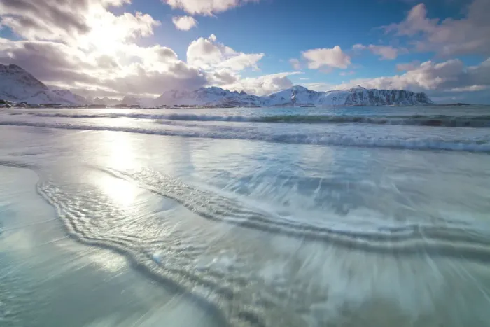 Framed Print : Waves of the icy sea, Ramberg, Flakstad municipality, Lofoten Islands, Nordland, Norway Framed Print : Waves of the icy sea, Ramberg, Flakstad municipality, Lofoten Islands, Nordland, Norway