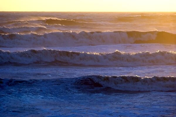 Waves at sunset, English Channel, England, United Kingdom, Europe