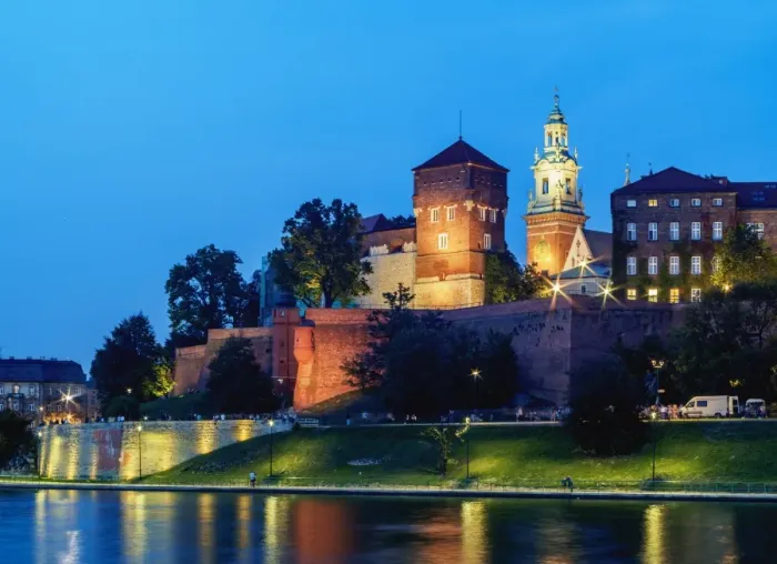Framed Print : Wawel Royal Castle and Vistula River at twilight, Cracow, Lesser Poland Voivodeship Framed Print : Wawel Royal Castle and Vistula River at twilight, Cracow, Lesser Poland Voivodeship