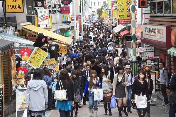 Weekend crowds, Takeshita Dori, a pedestrianised street that is a mecca for youth culture