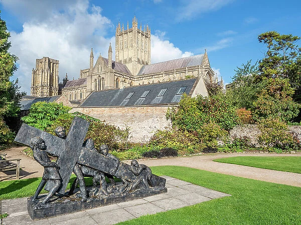 The Weights of our Sins, a sculpture by Josefina de Vasconcello, The Bishop's Palace, Wells, Somerset, England, United Kingdom, Europe