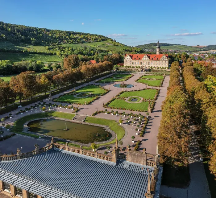 Framed Print : Weikersheim Renaissance Castle with baroque garden in Taubertal Valley, Weikersheim, Romantic Road, Baden-Wurttemberg, Germany, Europe Framed Print : Weikersheim Renaissance Castle with baroque garden in Taubertal Valley, Weikersheim, Romantic Road, Baden-Wurttemberg, Germany, Europe