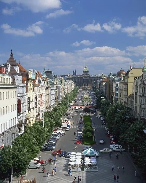 Wenceslas Square in the city of Prague, Czech Republic, Europe