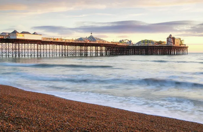 Framed Print : West side of the Brighton Palace Pier at sunset, City of Brighton and Hove, East Sussex, England, United Kingdom Framed Print : West side of the Brighton Palace Pier at sunset, City of Brighton and Hove, East Sussex, England, United Kingdom