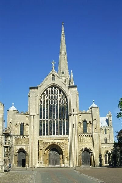 West front of the Cathedral, Norwich, Norfolk, England, United Kingdom, Europe