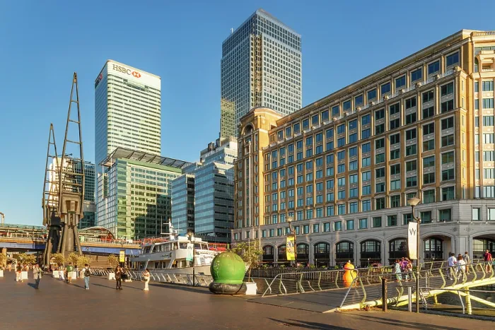 Framed Print : West India Quay Promenade, Canary Wharf, London, England Framed Print : West India Quay Promenade, Canary Wharf, London, England