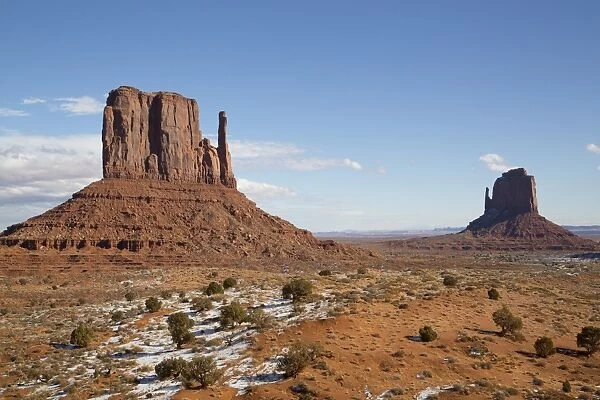 West Mitten Butte on left and East Mitten Butte on right, Monument Valley Navajo Tribal Park