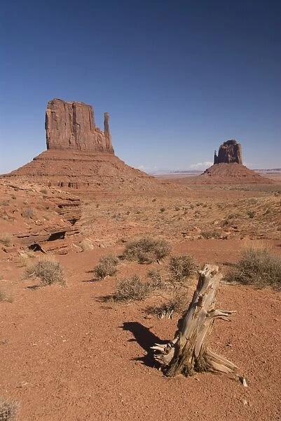 West Mitten Butte on the left and East Mitten butte on the right, Monument Valley Navajo Tribal Park, Arizona, United States of America