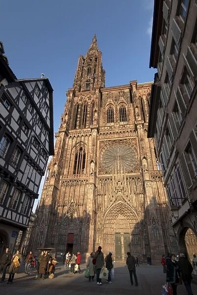 West front of Notre-Dame gothic cathedral, from Rue Merciere, UNESCO World Heritage Site