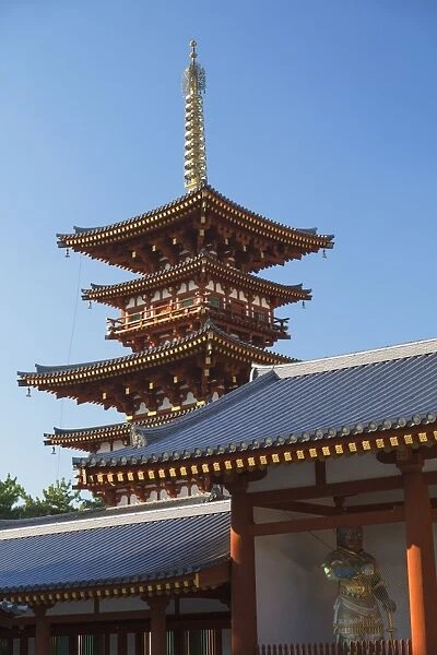 West Pagoda at Yakushiji Temple, UNESCO World Heritage Site, Nara, Kansai, Japan, Asia
