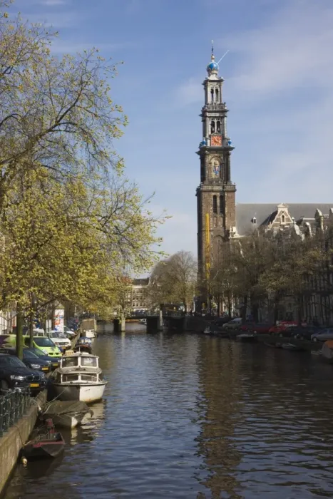 Framed Print : Westerkerk church and the Prinsengracht canal, Amsterdam, Netherlands, Europe Framed Print : Westerkerk church and the Prinsengracht canal, Amsterdam, Netherlands, Europe