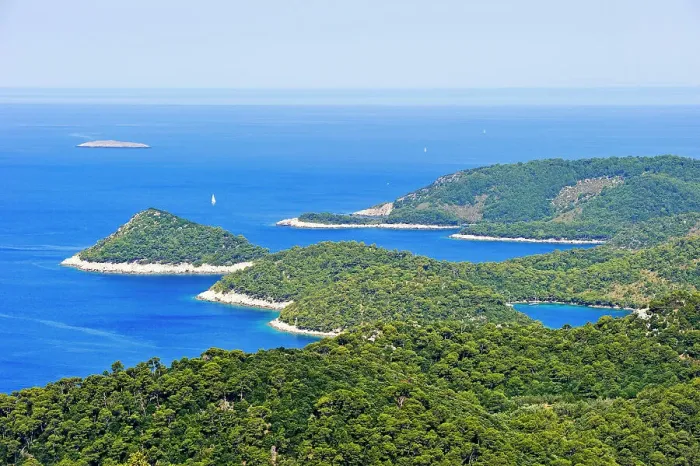 Framed Print : Western coast seen from Plesevo Brdo hill, Lastovo island, Croatia, Southeast Europe