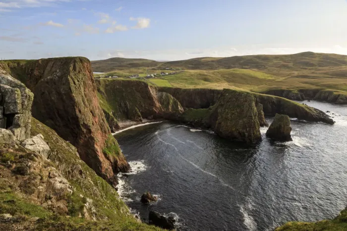 Framed Print : Westerwick, dramatic coastal views, red granite sea cliffs and stacks, West Mainland Framed Print : Westerwick, dramatic coastal views, red granite sea cliffs and stacks, West Mainland