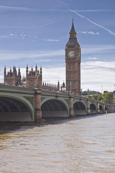 Westminster Bridge and the Houses of Parliament across the River Thames, London, England, United Kingdom, Europe