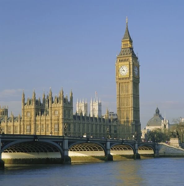 Westminster Bridge, the River Thames, Big Ben and the Houses of Parliament