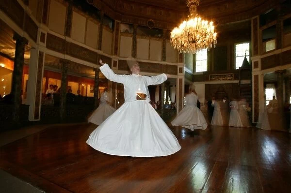 Whirling dervishes at Uskudars convent, Istanbul, Turkey, Europe