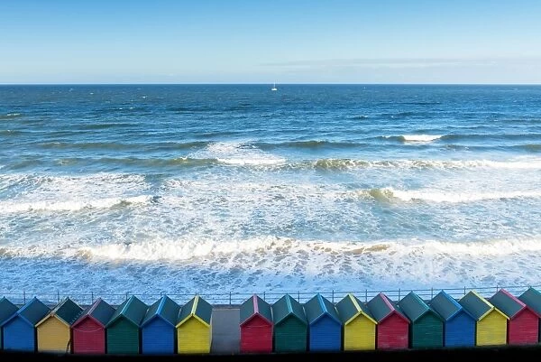 Whitby beach huts, Yorkshire, England, United Kingdom, Europe