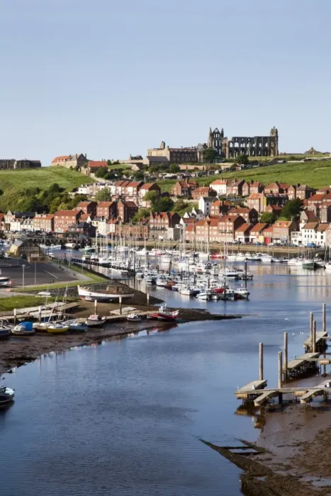 Framed Print : Whitby and the River Esk from the New Bridge, Whitby, North Yorkshire, Yorkshire, England, United Kingdom, Europe Framed Print : Whitby and the River Esk from the New Bridge, Whitby, North Yorkshire, Yorkshire, England, United Kingdom, Europe