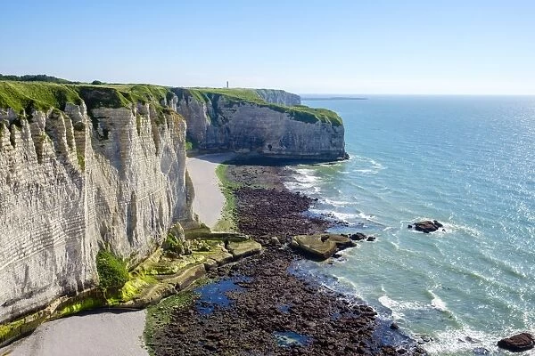 White chalk cliffs on the coast of the English Channel (La Manche), Etretat, Seine-Maritime