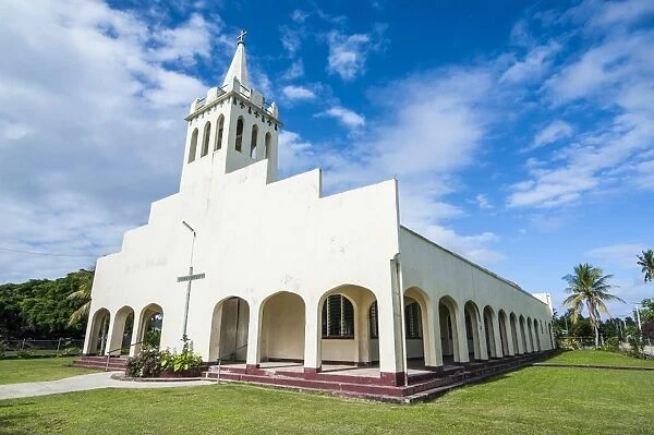 White Christian church in Haapai, Haapai Islands, Tonga, South Pacific, Pacific