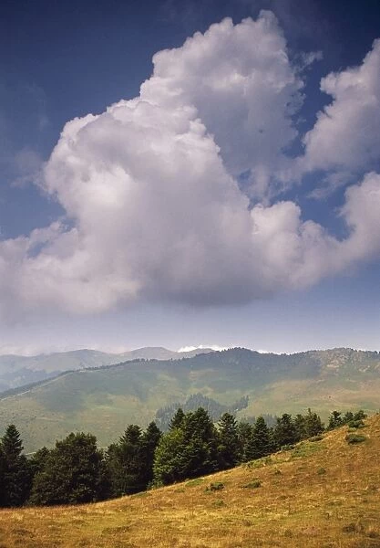 White clouds over mountains, view from Col d Aspin, Haute-Pyrenees
