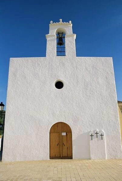 White facade of Sant Augusti de Vedra Christian church