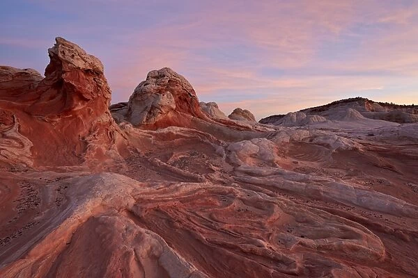 White and pink sandstone ridges, White Pocket, Vermilion Cliffs National Monument, Arizona, United States of America, North America
