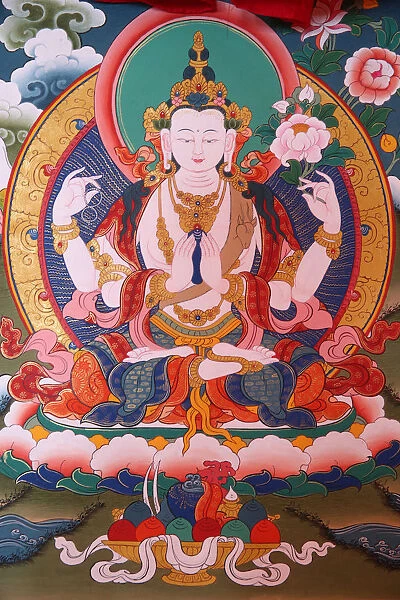 White Tara, Tibetan thanka, Shedub Choekhor Ling Monastery, Mont Saleve, Haute-Savoie