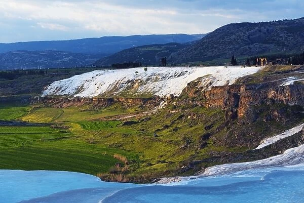 White travertine basins, Pamukkale, UNESCO World Heritage Site, Western Anatolia