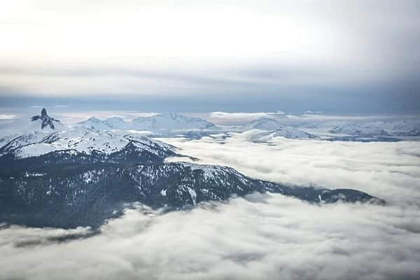 Wide angle view of Black Tusk from the Peak of Whistler Mountain, British Columbia