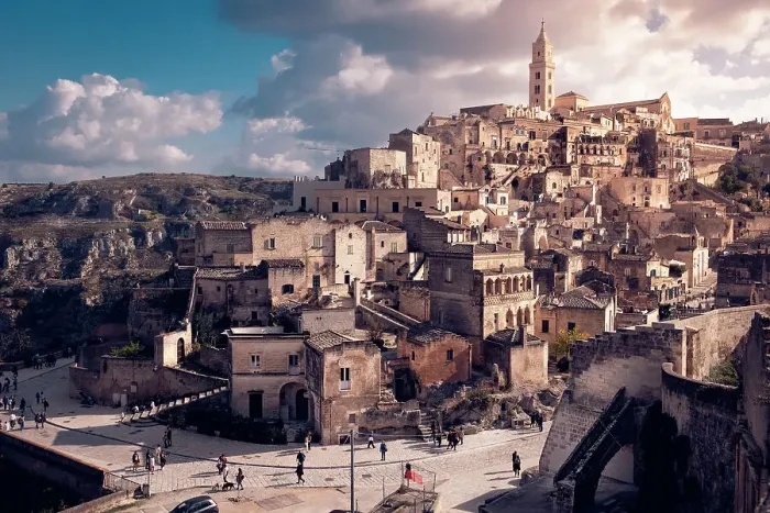 Framed Print : Wide view of the ancient cave city of Matera at sunset, Matera, Basilicata, Italy, Europe Framed Print : Wide view of the ancient cave city of Matera at sunset, Matera, Basilicata, Italy, Europe